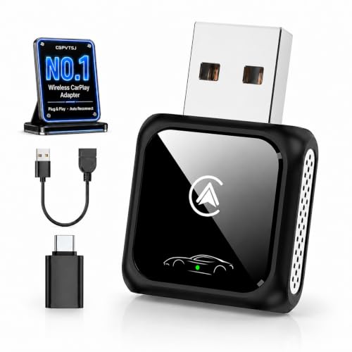 Wireless Carplay Adapter for Android Auto and Apple Car Accessories Bluetooth Audio Video Dongle Linker USB with iPhone 2026 TV Watch 2 in 1 Compact Mini Smart Type C Connect Hidden