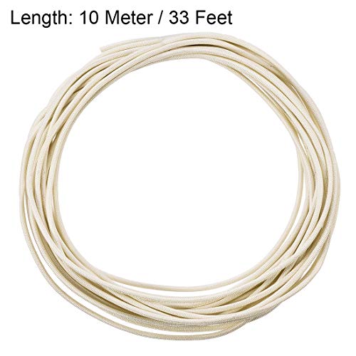 uxcell Insulation Braid Sleeving, 33Ft-2.5mm High TEMP Fiberglass Sleeve White - size: ID 2.5MM