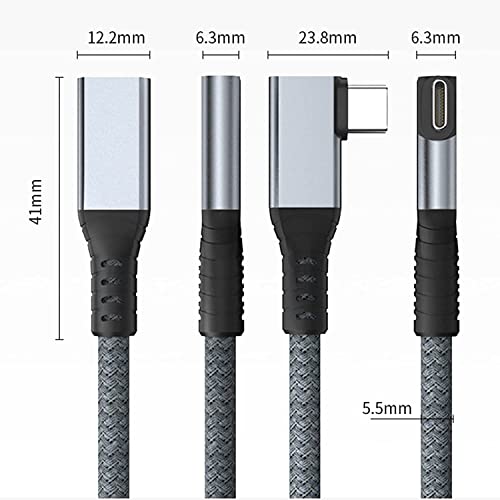 UseBean 40Gbps USB C Extension Cable 2FT, Right Angle USB 4 Extension Cable - color: Gray, size: 2ft