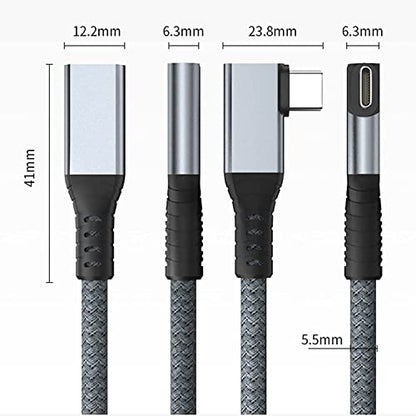 UseBean 40Gbps USB C Extension Cable 2FT, Right Angle USB 4 Extension Cable - color: Gray, size: 2ft