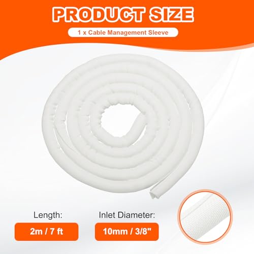 MECCANIXITY Braided Wire Loom, 7ft(2 m) - 3/8"(10mm) Wire Split Braided Cable Management Sleeve Automotive Woven Mesh Split Loom Tubing for Multi-Cable Management, White - color: White, size: 7ft(2 m) - 3/8"(10mm)