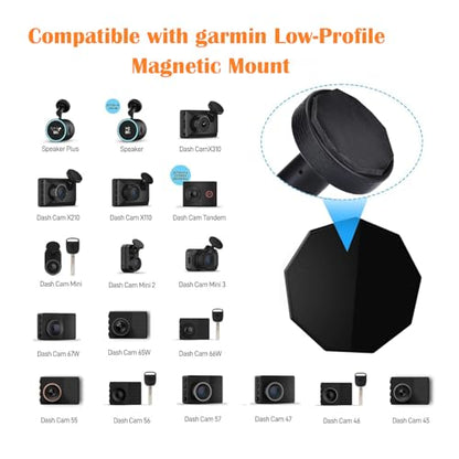 Dash Cam Holder,Magnetic Mount for Garmin Dash Cam,with 2 Magnetic Piece,Compatible with Garmin Dashcam Mini 2/65W/66W/67W/Mini/Mini 3/Tandem/X110/X210/Speak(low-profile magnetic camera mount) - style: low-profile magnetic camera mount