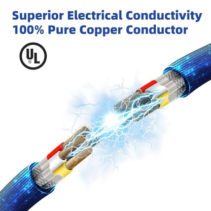 14 Gauge 100% Pure Copper 4 Conductor 14/4 Flexible Shielded Wire 50FT, UL2464 14AWG 4 Core EMI/RFI Shielding Shielded Cable for Automotive, 3D Printer,CNC VFD Spindle, Stepper Motor, Sound, Speaker - size: 50FT, style: 14/4
