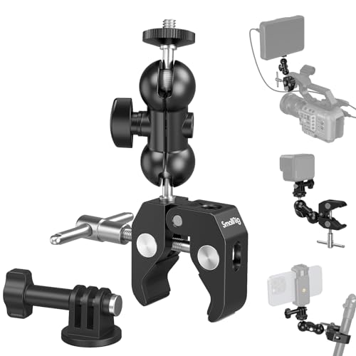 SmallRig Cool Ballhead Arm Super Camera Clamp Mount Double Ball Adapter, Fence Desk Table Mount for Ronin-M for Insta360, for Gopro - 1138 - style: Clamp