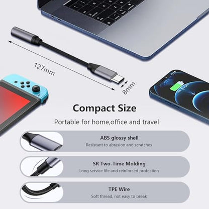 5 Pack USB C to 3.5mm Headphone Jack Adapter Type C Audio Aux Cable Dongle Compatible with iPhone 16/15/15 Plus/15 Pro/15 Pro Max/iPad/Pixel, Samsung Galaxy S23 S22 S21 S20 Ultra Z Flip/Note (Gray)