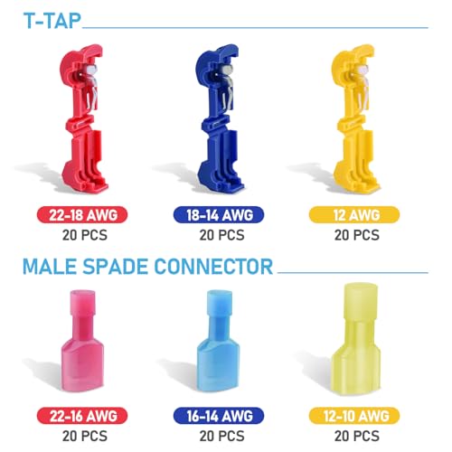 TICONN T Tap Wire Connectors, T Wire Quick Splice Connector, T Connectors for Wiring with Storage Case (120 Pcs) - style: 120 Pcs