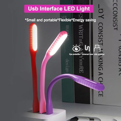 Mini Flexible Light, Portable USB Led Reading Night Lamp for PC Laptop Computer Notebook Power Bank - 2 Pack (Purple) - color: Purple