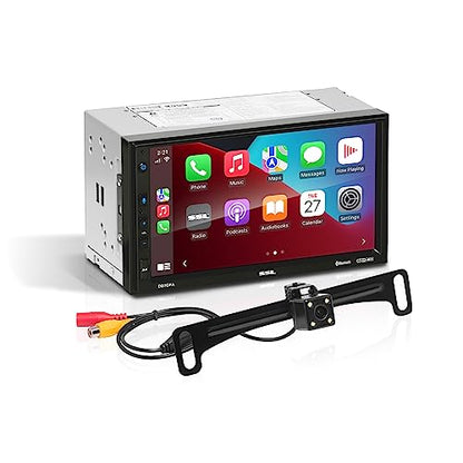 Sound Storm Laboratories DD7CPA-C Car Audio Stereo – Apple CarPlay Android Auto, Double Din 7 Inch Touchscreen, Bluetooth Audio and Hands-Free Calling, No CD DVD Player, Radio Receiver, Backup Camera - style: 7 inch + Camera