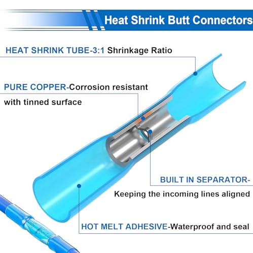 smseace 1530Pcs Heat Shrink Wire Connectors Kit,Ring Fork Spade Bullet T-Tap Solder Butt Splice Copper Terminal Wire Connectors Kit for Automotive,Boat,Stereo,Industrial Equipment - size: 1530Pcs