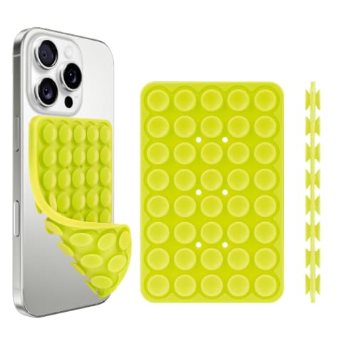 Giumel 1 Pack Green Double Sided Silicone Suction Cup Phone Case Mount, Hands-Free Strong Grip Holder for Selfies and Videos, Compatible with iPhone and Android - color: 1 Pack Green Double Sided
