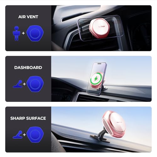 JOYMASS for MagSafe Car Mount Charger, 15W Fast Charging Magnetic Wireless Car Charger Phone Holder Mount Fits iPhone 15 Pro Max Plus 14 13 12 Mini MagSafe Case - Pink - color: PINK