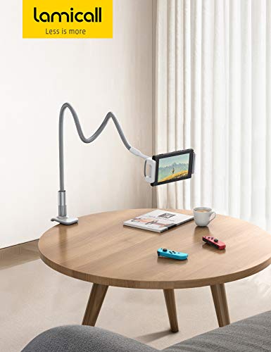Lamicall Gooseneck Tablet Holder, Tablet Stand : Flexible Arm Clip Tablet Mount Gifts, Compatible with iPad mini Pro Air, Kindle, Switch, Galaxy Tabs, More 4.7-10.5" Devices - Gray - color: Gray