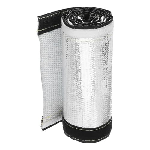 MECCANIXITY 1.5mm Heat Shroud Aluminized Sleeving 1 1/2" ID x 3.2FT Aluminum Metallic Fiberglass Heat Shroud for Fuel Lines Cables Electrical Wiring - size: 1 1/2" ID x 3.2FT