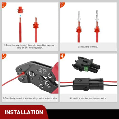 Nilight 298PCS 1 2 3 4 6 Pin Waterproof Automotive Electrical Connector Kit - size: 1/2/3/4/6Pin Spark Plug Connector 298PCS