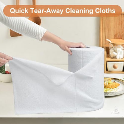 LIVOS Microfiber Cleaning Cloth Roll - 80 Pack, Reusable Paper Towels, White Tear Away, Microfiber Towels for Car, Super Absorbent Lint Free Cleaning Rags for House, Kitchen,Window- 11.5"x11.5" - color: White
