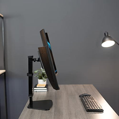VIVO Mechanical Free Standing Single Monitor Mount Desk Stand, Tall Height Adjustable Arm for Screens up to 32 inches, Black, STAND-V001V