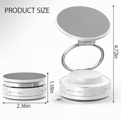 Vacuum Suction Cup Phone Holder, 360° Rotating Magnetic Double-Sided Car Phone Mount, Strong Grip Dashboard & Windshield Stand, Foldable Telescopic Phone Holder for Home Gym Mirror Use White - color: White