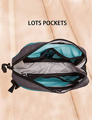 GOX Travel Toiletry Bag Dopp Kit Case for Men Multifunction Packing Organizer Pouch - color: Turquoise/Grey