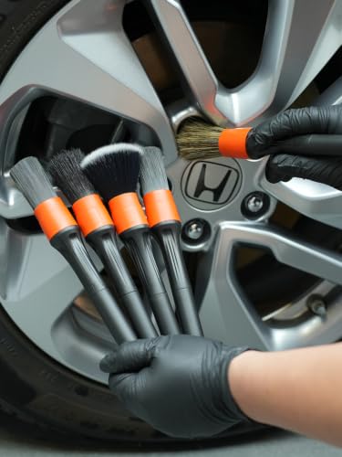 Car Drill Brush, Drill Brush Attachment SPTA 5Pcs Detachable Car Care Detailing Brush Set Soft No Scratch Boar Hair Detail Brush Car Care Detail Brush for Air Vent Automotive Interior Exterior -DF075 - color: Car Detail Brush Set 7