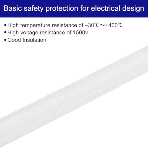 MECCANIXITY 3Pcs Wire Insulation Braid Fire Sleeve,6.6Ft-14mm ID White, High Temp Silicone Coated Fiberglass Sleeving for Automotive Hose Lines Electrical Wiring - color: White, size: 6.6Ft-14mm