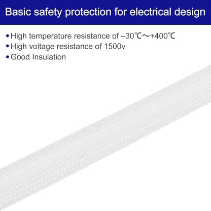 MECCANIXITY 3Pcs Wire Insulation Braid Fire Sleeve,6.6Ft-14mm ID White, High Temp Silicone Coated Fiberglass Sleeving for Automotive Hose Lines Electrical Wiring - color: White, size: 6.6Ft-14mm