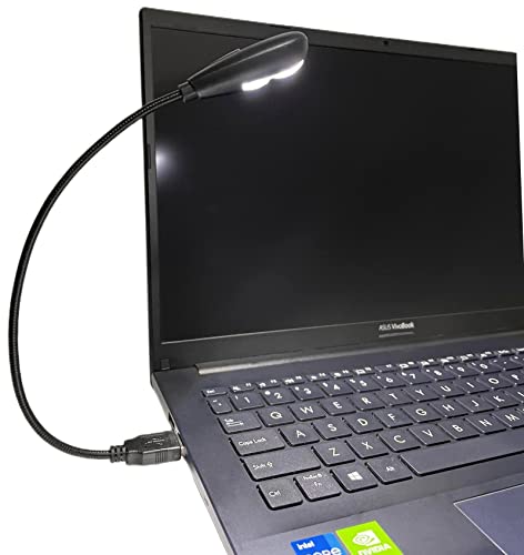 LED USB Reading Lamp Light with 2-Brightness Dimmable Setting, Flexible Gooseneck USB Light for Notebook Laptop Keyboard, Powerbank(On/Off Switch, 1 Black+1 Mini USB Light) - color: Black