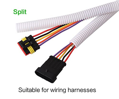 Alex Tech 50ft - 1/4 inch Split Wire Loom Tubing - White - color: White, size: 1/4"-50ft