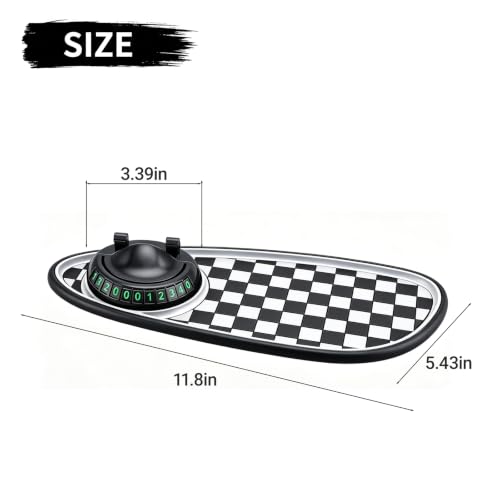 Universal Anti Slip Car Dashboard Mat, Rotatable Phone Holder Dashboard Pad, Non Sticky Temporary Parking Number Mat, Multifunctional Car Storage Pad for Phones Sunglasses Keys and Gadgets
