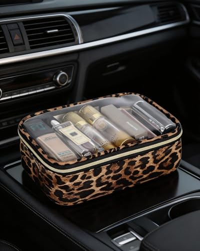 TSA Approved 5 Piece Diaper Bag Organizer Pouch Set, Waterproof Clear Toiletry Bag Travel Packing Organizer Bags Clear Makeup Pouch Cosmetic Case with Zipper Car Essentials Bag - color: 5Pcs Leopard