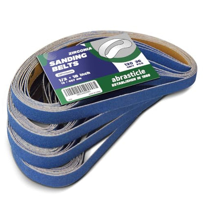 1/2" x 18" Zirconia Sanding Belts for Metal - 1/2 x 18 Inch Zirconia Metal Grinding Sand Paper, 36 PCS 120 Grits, Perfect for Knife Blade Sharpening, Metal Polishing, Derusting, Woodworking - size: 1/2" x 18" 120 Grit(36 pack)