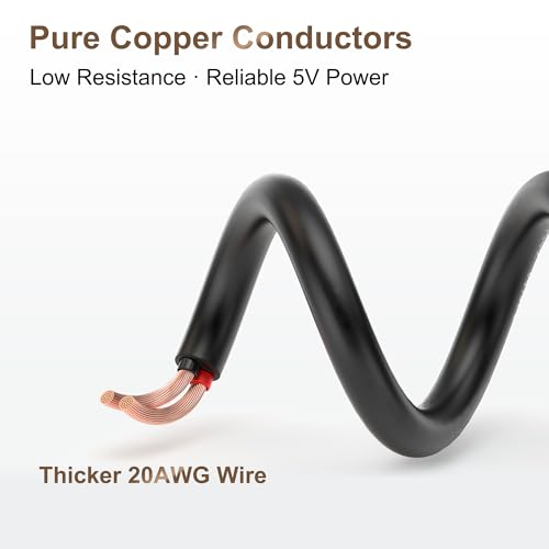 USB-C Power Pigtail to Bare Wire 20AWG 5V 5A Cable 1M 3.3FT 2 Pack