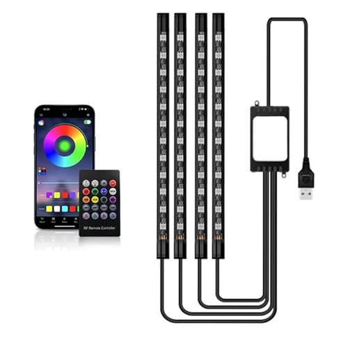 Car Interior LED Lights, RGB Interior Light Strips with Smart App Control, Multicolor Accent Neon Lights, Music Sync Under Dash Footwell Neon Lighting Kit