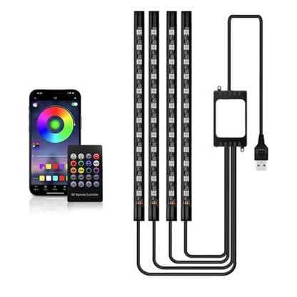 Car Interior LED Lights, RGB Interior Light Strips with Smart App Control, Multicolor Accent Neon Lights, Music Sync Under Dash Footwell Neon Lighting Kit