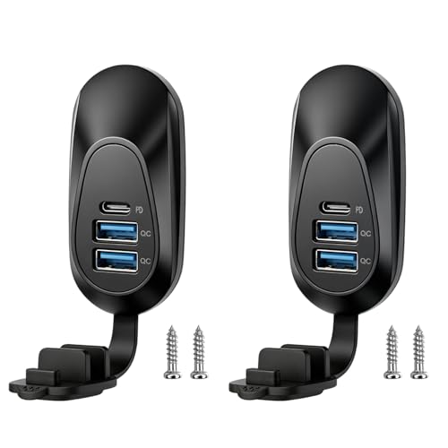 2PC 48W 12V USB Outlet Panel Wall Mount Type-C PD3.0 and Dual QC3.0 Quick Charge,12V/24V USB Charging Port Car Charger Socket with Waterproof Cover for RV Marine Boat Camper ATV Truck - color: 2Pack