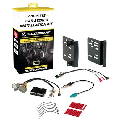 Scosche CR0714DDCS Double DIN Radio Install Dash Kit Compatible with Select 2007-19 Chrysler, Dodge or Jeep Vehicles - Complete Car Stereo Installation Kit - See Fit Guide in Images to Verify Vehicle - style: Premium Installation Set