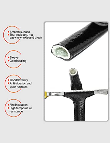 Fuel Line Heat Shield Insulation Wire Heat Shield Fuel Line Heat Shield Sleeve Fire Sleeve Silicone Coated Fiberglass Heat Protection for Automotive Hose Lines & Electrical Wiring 1"ID(Black) - color: Black, size: 1" ID*3.3FT