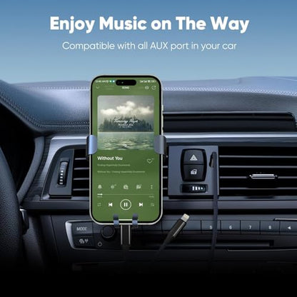 Aux Audio Cable for iPhone, 2 in 1 USB C to 3.5mm Aux Audio Lightning to 3.5mm Audio Cable Fit with iPhone 16 15 Plus/14/13/12/11/XR, Galaxy S24/S23/S22, Pixel 8/7/6/5, iPad to Car Stereo Speaker 4FT - color: Black
