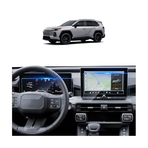 SKTU (2Pcs) 2026 RAV4 Screen Protector for 2026+ Toyota RAV4 (LE/SE/XLE Premium/Woodland) 10.5-Inch Infotainment & 12.3-Inch Instrument Cluster Screen Toyota RAV4 2026 Accessories 2026 RAV4 Tempered Glass Screen Protective Film [9H Hardness, Ultra HD, Ant