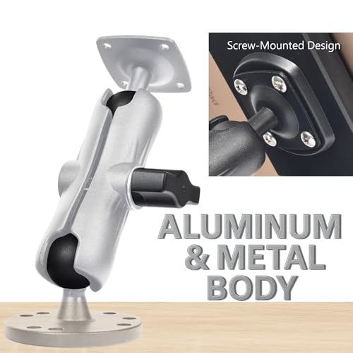 VAUBORTTI Heavy-Duty Tablet Mount, Aluminum Arm, Screw-Locked Holder, Industrial AMPS Base – Fits RAM B Size – Truck, Car, RV Dash, Desk, Wall Mount – 7–12.9" iPad Pro, Air, Mini, Galaxy Tab Holder