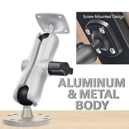 VAUBORTTI Heavy-Duty Tablet Mount, Aluminum Arm, Screw-Locked Holder, Industrial AMPS Base – Fits RAM B Size – Truck, Car, RV Dash, Desk, Wall Mount – 7–12.9" iPad Pro, Air, Mini, Galaxy Tab Holder