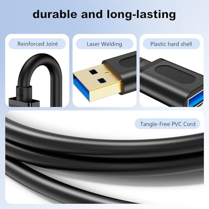 USB 3.0 Extension Cable 10Ft, USB 3.0 Repeater USB Male to Female Lead with Signal Amplification Active Cord for Printers, Keyboards, Game Console, Loudspeakers, Scanners, Displays, Headsets(3M/10Ft) - size: 10 Ft