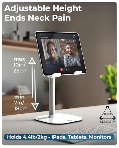 COOPER TabHolder Tablet Holder, iPad Stand for Desk, Portable Monitor Stand - color: B - Frost White