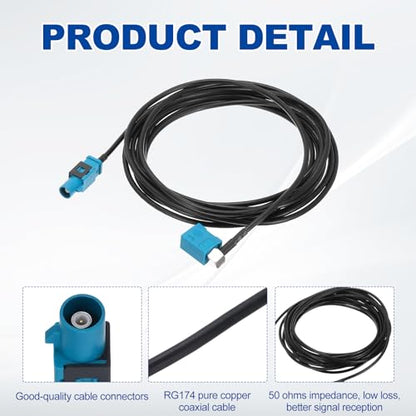 uxcell 2Pcs Antenna Extension Cable, 9.8ft/3meter Longer Fakra-Z Male to Right Angle Fakra-Z Female RF Coax Cable for Car Stereo Head Unit GPS Navigation FM AM Radio RG174 - size: 9.8ft/3.0m