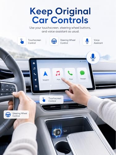 Wireless CarPlay Adapter & Android Auto Adapter, Ultra Mini - color: Black & Silver