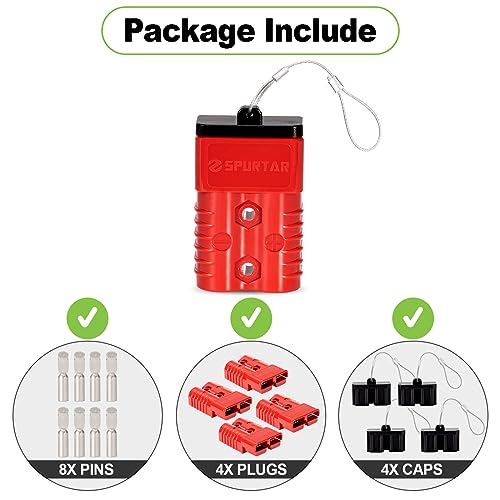 Spurtar 175A Battery Quick Connect/Disconnect, 4 Pack, 12-36V, Red - color: Red, size: 175A(4 Pack)