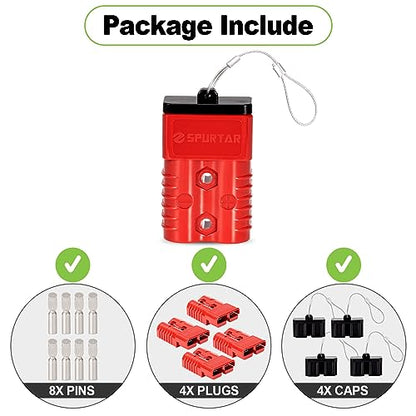 Spurtar 175A Battery Quick Connect/Disconnect, 4 Pack, 12-36V, Red - color: Red, size: 175A(4 Pack)