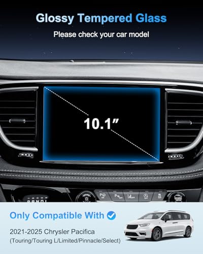 2021-2026 Pacifica Screen Protector For 2021 2022 2023 2024 2026 Chrysler Pacifica (Touring/Touring L/Limited/Pinnacle/Select) 10.1Inch Touchscreen 2026 Pacifica Accessories 9H Tempered Glass [NO Fingerprint&Scratches] - color: Pacifica 2021-2026 10.1"Nav