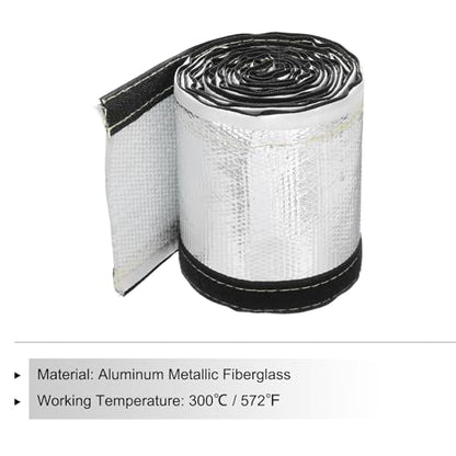 MECCANIXITY 1.5mm Heat Shroud Aluminized Sleeving 1 1/5" ID x 10FT Aluminum Metallic Fiberglass Heat Shroud for Fuel Lines Cables Electrical Wiring - size: 1 1/5" ID x 10FT