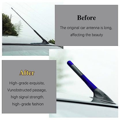 4.7 Inch Carbon Fiber Short Automotive Antenna, Short Carbon Fiber Radio Antenna, Carbon Fiber Antenna, Universal Car Antenna Replacement for Most Vehicles - color: Blue
