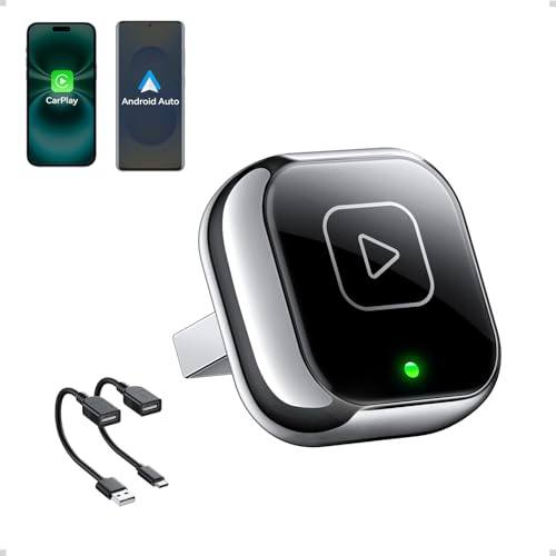 Wireless Carplay & Android Auto Adapter, Metal Design Mini & Stable 2-in-1 Dongle, Convert Vehicle's Wired CarPlay/AA to Wireless, for iOS 10+/Android 11+ & Cars from 2016 - color: pearl gunmetal
